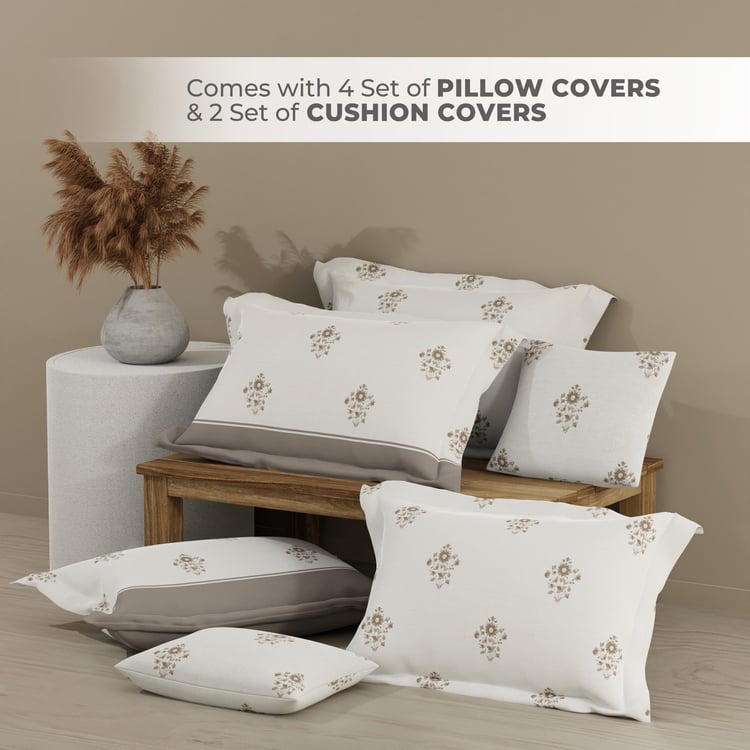 BOUTIQUE LIVING Royal Essence Cotton 400TC Floral Print 7Pcs Super King Bedsheet Set