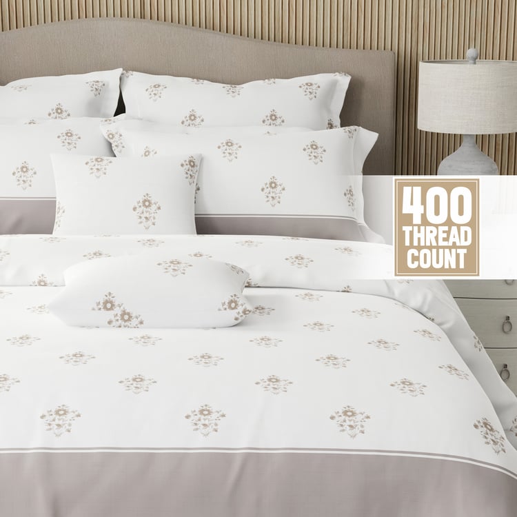 BOUTIQUE LIVING Royal Essence Cotton 400TC Floral Print 7Pcs Super King Bedsheet Set