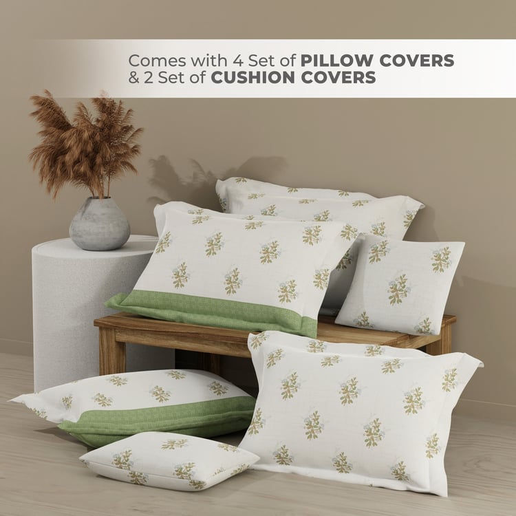 BOUTIQUE LIVING Royal Essence Cotton 400TC Floral Print 7Pcs Super King Bedsheet Set