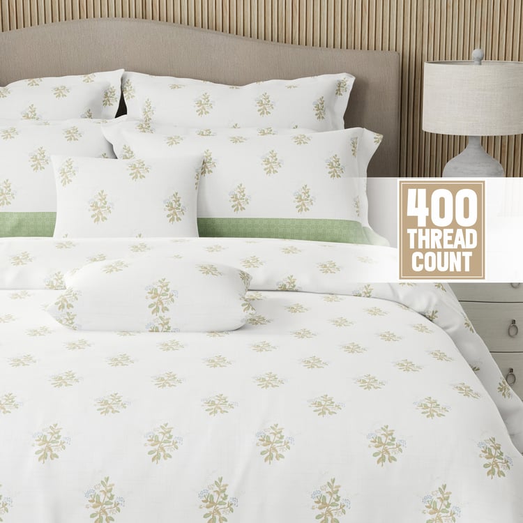 BOUTIQUE LIVING Royal Essence Cotton 400TC Floral Print 7Pcs Super King Bedsheet Set