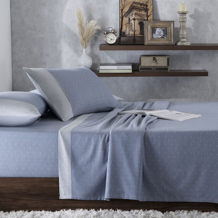 MASPAR Muted Dot Cotton 300TC Woven 3Pcs Super King Bedsheet Set