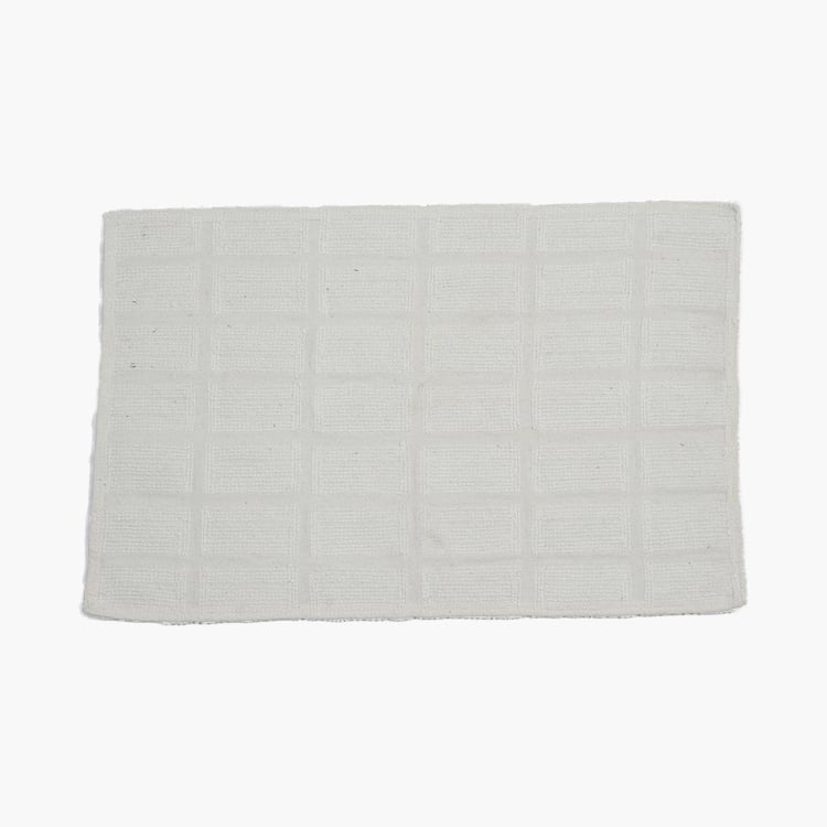 MASPAR Slab Comose Cotton Checked Anti-Slip Bath Mat - 80x50cm
