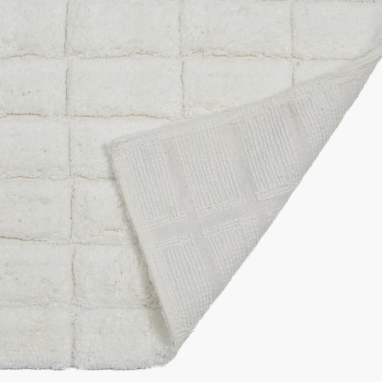 MASPAR Slab Comose Cotton Checked Anti-Slip Bath Mat - 80x50cm