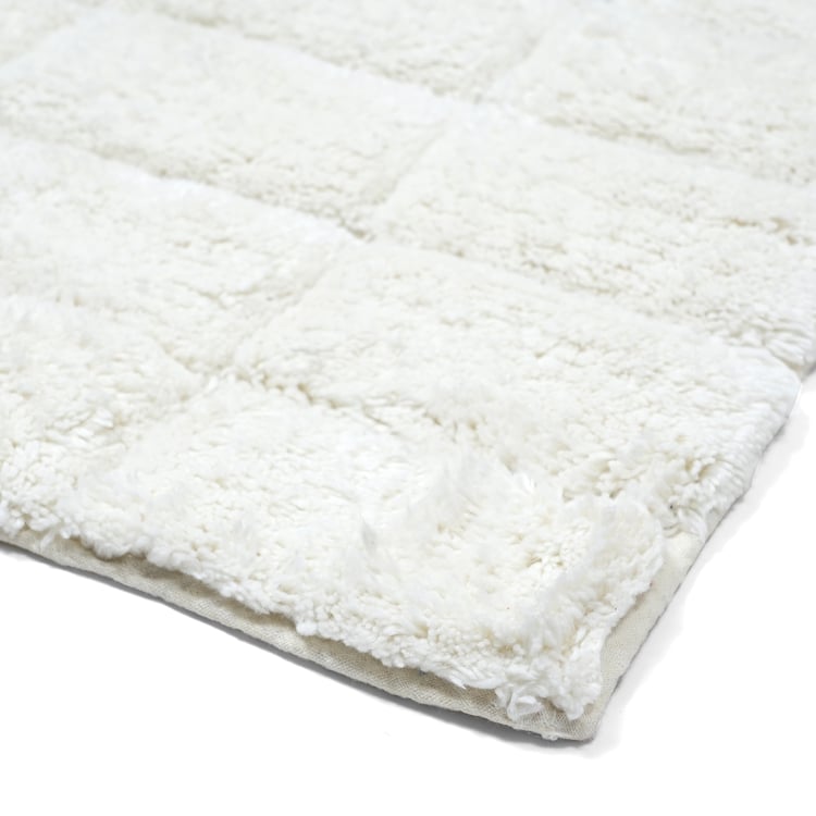 MASPAR Slab Comose Cotton Checked Anti-Slip Bath Mat - 80x50cm