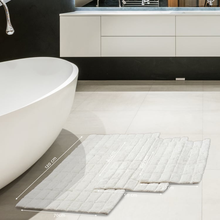 MASPAR Slab Comose Cotton Checked Anti-Slip Bath Mat - 80x50cm