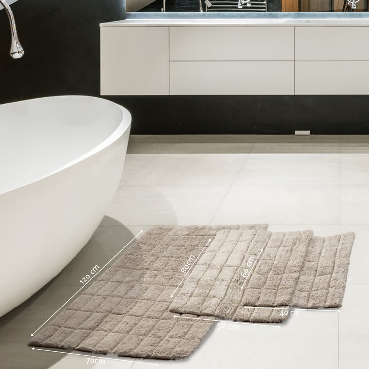 MASPAR Slab Comose Cotton Checked Anti-Slip Bath Mat - 80x50cm