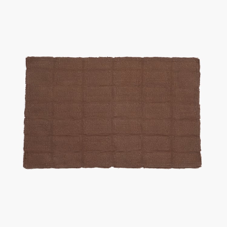 MASPAR Slab Comose Cotton Checked Anti-Slip Bath Mat - 80x50cm