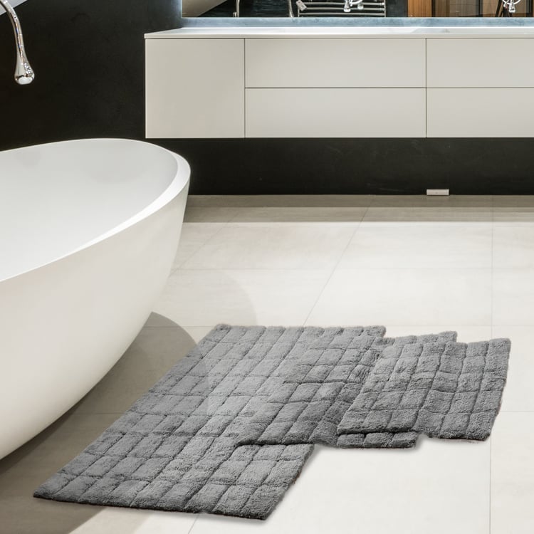 MASPAR Slab Comose Cotton Checked Anti-Slip Bath Mat - 120x70cm