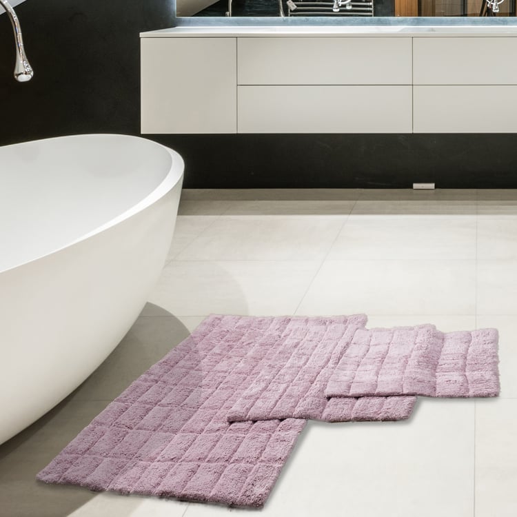 MASPAR Slab Comose Cotton Checked Anti-Slip Bath Mat - 120x70cm