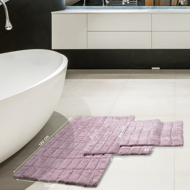 MASPAR Slab Comose Cotton Checked Anti-Slip Bath Mat - 120x70cm