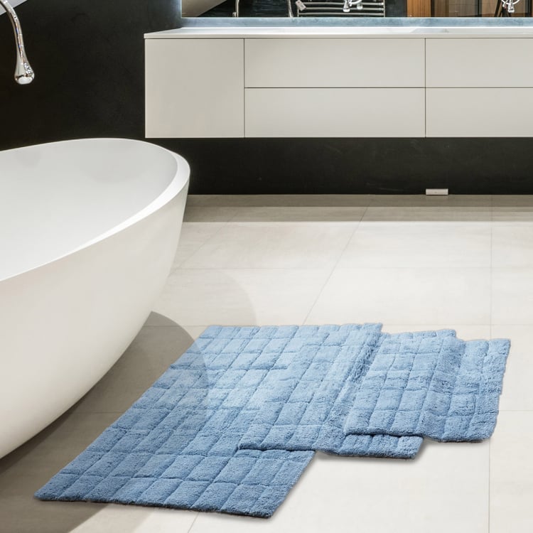 MASPAR Slab Comose Cotton Checked Anti-Slip Bath Mat - 120x70cm
