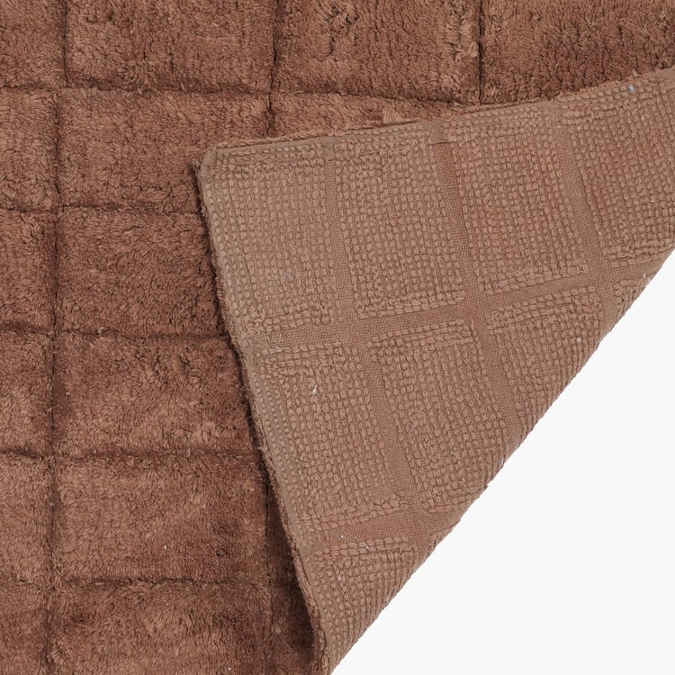 MASPAR Slab Comose Cotton Checked Anti-Slip Bath Mat - 120x70cm