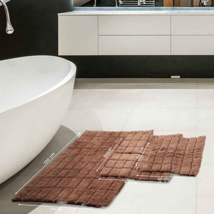 MASPAR Slab Comose Cotton Checked Anti-Slip Bath Mat - 120x70cm