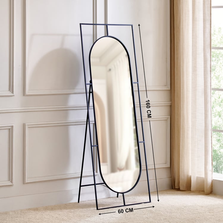 Saga Metal Standing Mirror - Black