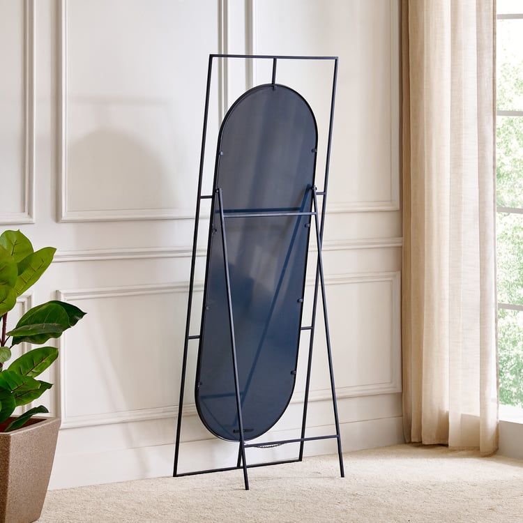 Saga Metal Standing Mirror - Black