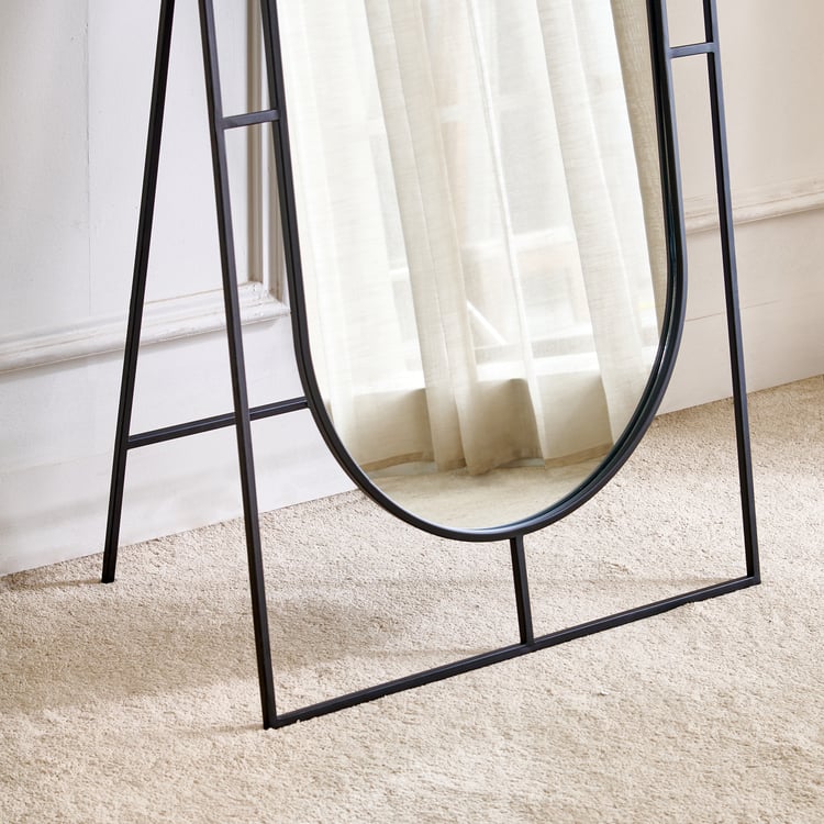 Saga Metal Standing Mirror - Black