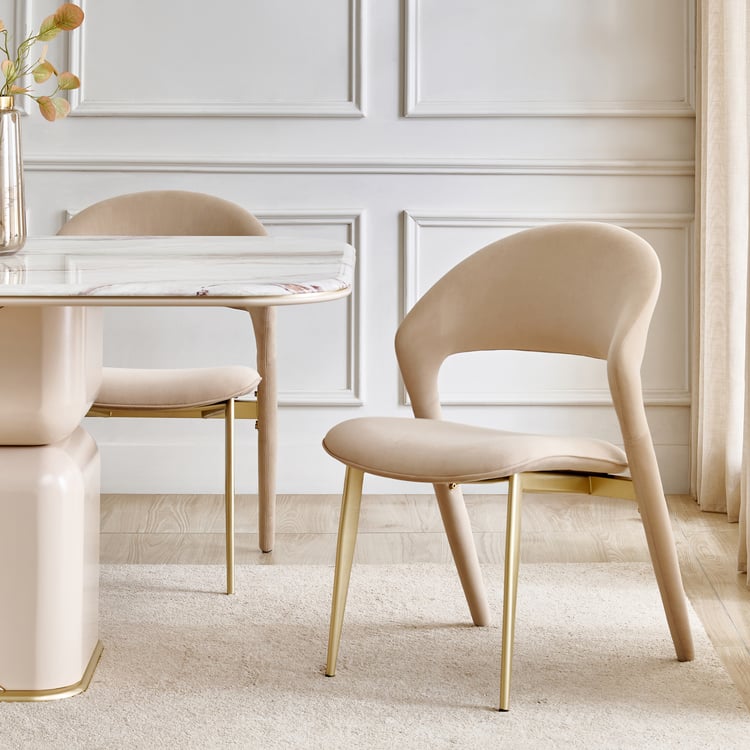 Monalisa Set of 2 Fabric Dining Chairs - Beige