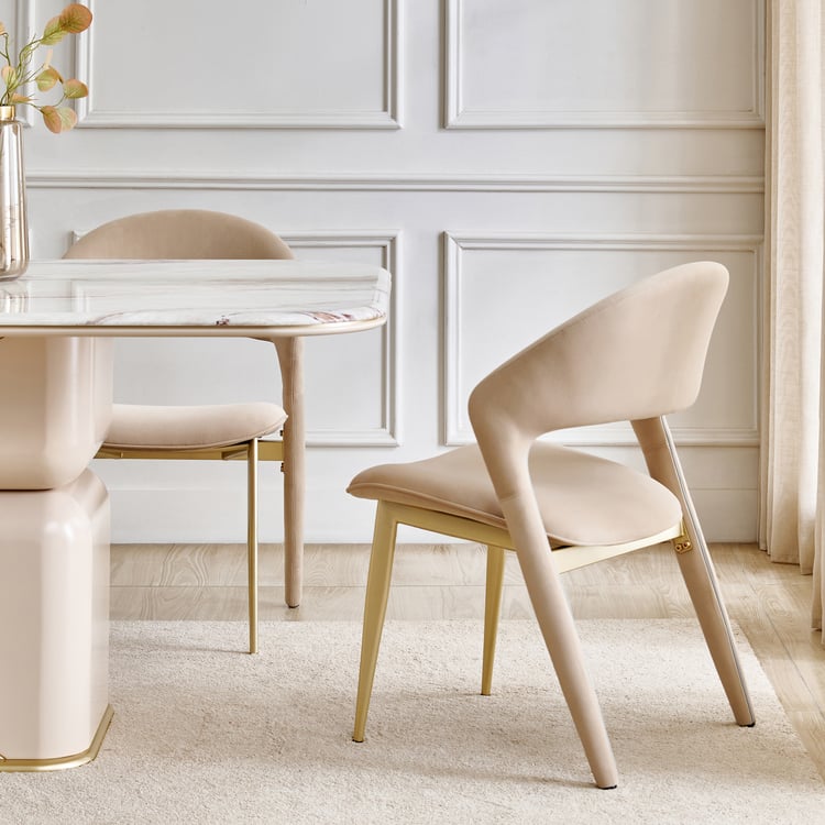 Monalisa Set of 2 Fabric Dining Chairs - Beige