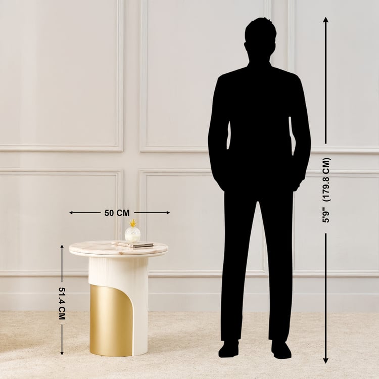 Alchemy Faux Marble Top End Table - Cream