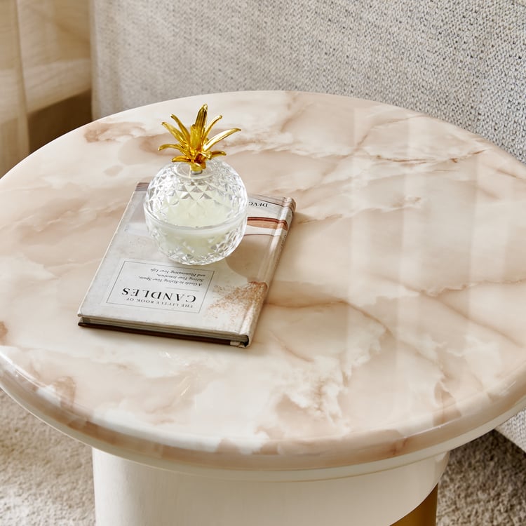 Alchemy Faux Marble Top End Table - Cream