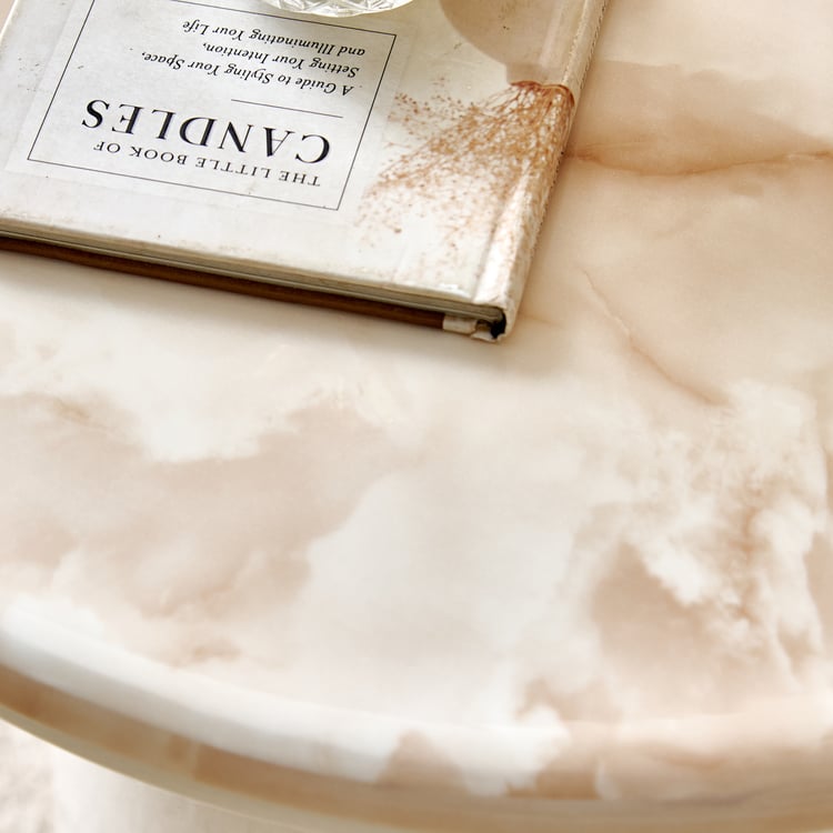 Alchemy Faux Marble Top End Table - Cream