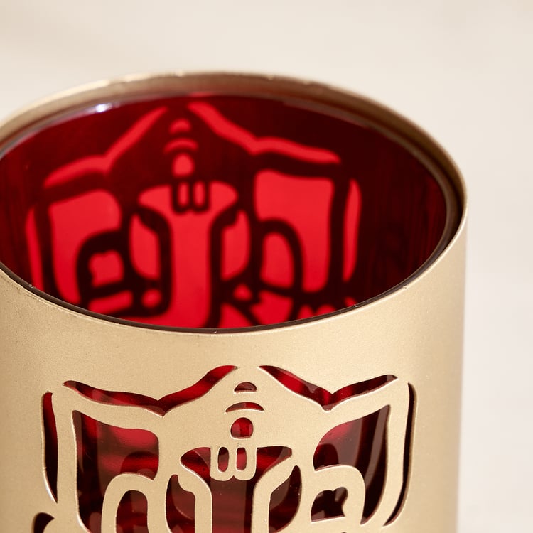 Corsica Nahar Curio Set of 2 Glass Lakshmi and Ganesha T-Light Holders