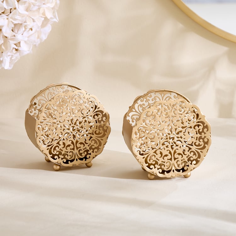 Corsica Nahar Curio Set of 2 Metal Laser Cut T-Light Holders