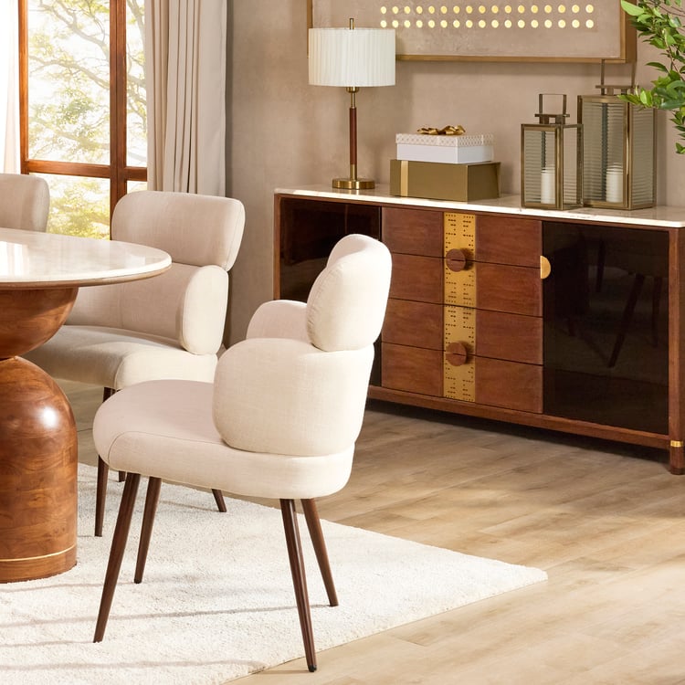 Nuqta Marble Top Sideboard - Walnut