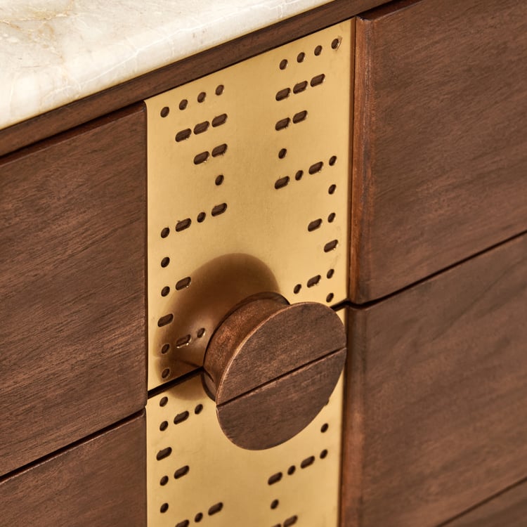 Nuqta Marble Top Sideboard - Walnut