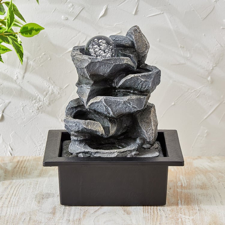 Corsica Alpine Polyresin Rock Water Fountain with Rotating Ball - 20x17x27cm
