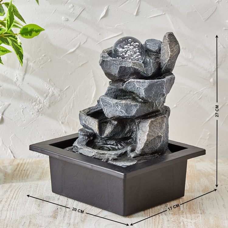 Corsica Alpine Polyresin Rock Water Fountain with Rotating Ball - 20x17x27cm