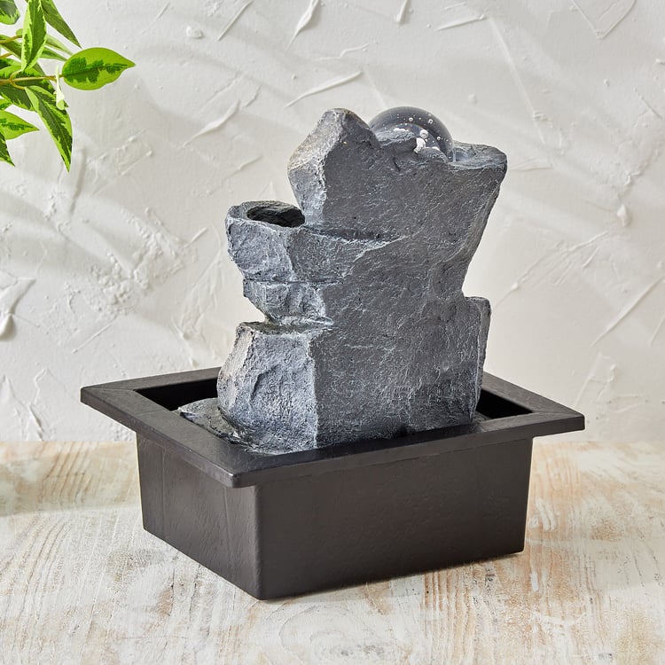 Corsica Alpine Polyresin Rock Water Fountain with Rotating Ball - 20x17x27cm