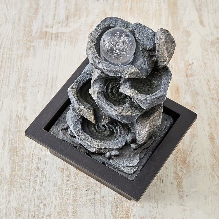 Corsica Alpine Polyresin Rock Water Fountain with Rotating Ball - 20x17x27cm