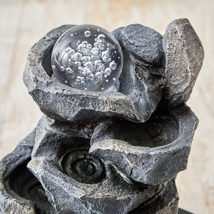 Corsica Alpine Polyresin Rock Water Fountain with Rotating Ball - 20x17x27cm