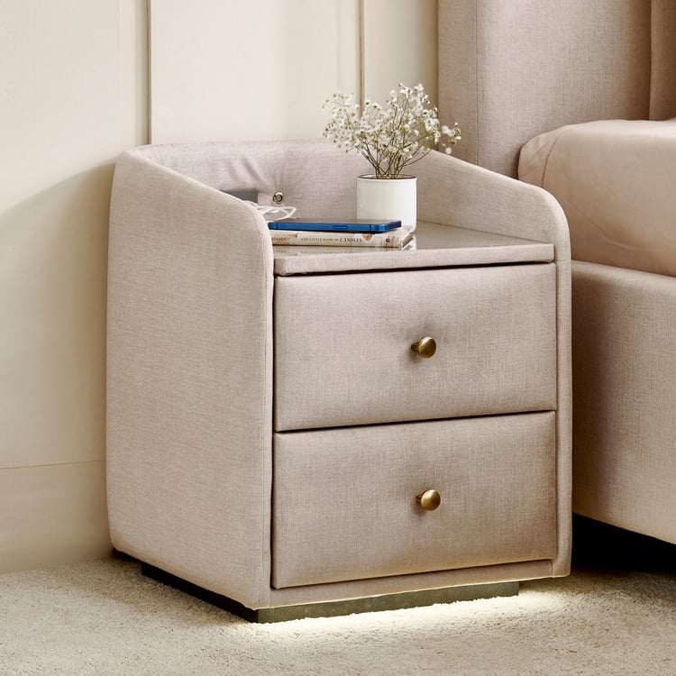 Stellar Elite NXT Amelia Bedside Table with Drawers - Beige