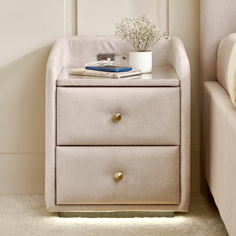 Stellar Elite NXT Amelia Bedside Table with Drawers - Beige