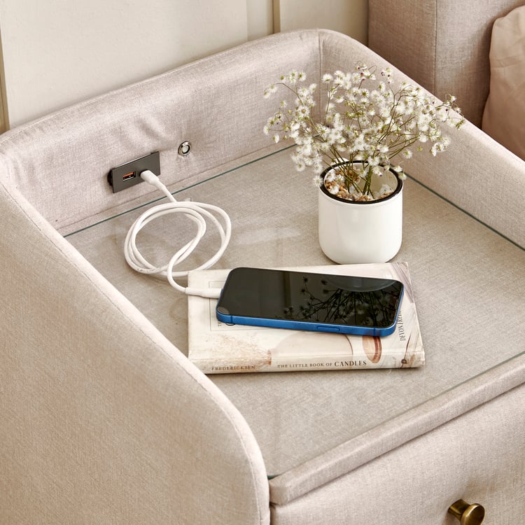 Stellar Elite NXT Amelia Bedside Table with Drawers - Beige