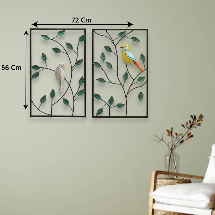 VEDAS Mystical India Banko Set of 2 Metal Birds Wall Accents