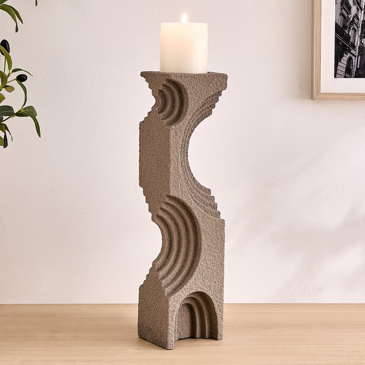 Dew Polyresin Ridge Arc Pillar Candle Holder