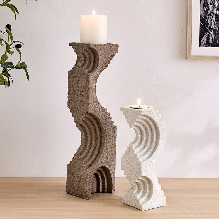 Dew Polyresin Ridge Arc Pillar Candle Holder