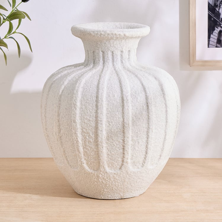 Dew Polyresin Ribbed Vase - Small