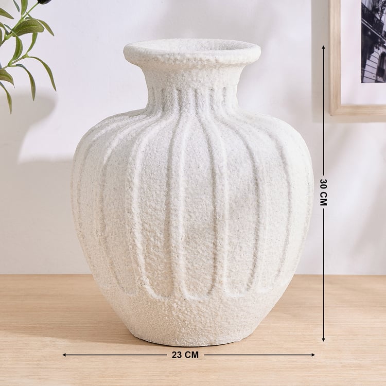 Dew Polyresin Ribbed Vase - Small