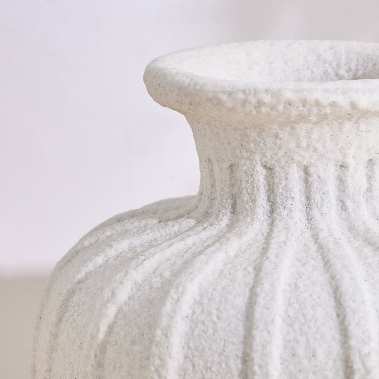 Dew Polyresin Ribbed Vase - Small