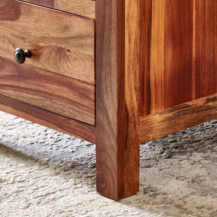 Adana Grand Sheehsam Wood Study Desk with Drawers - Brown