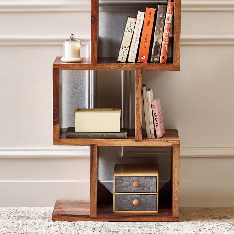 Adana Grand Sheesham Wood 5-Tier Open Book Shelf - Brown