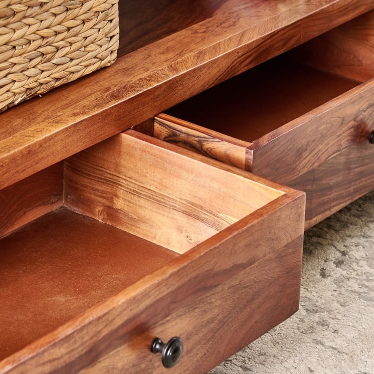 Adana Grand Sheesham Wood Book Shelf with Drawers - Brown