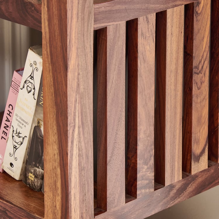 Adana Grand Sheesham Wood Corner Book Shelf - Brown