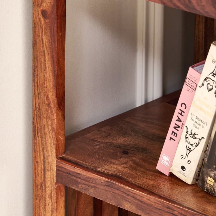 Adana Grand Sheesham Wood Corner Book Shelf - Brown