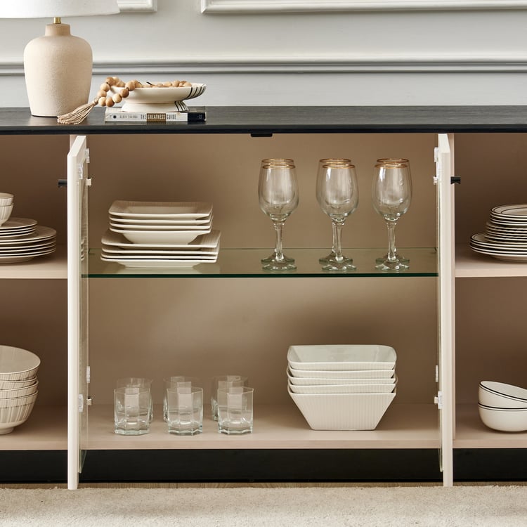 Saga Tempered Glass Top Sideboard - Cream