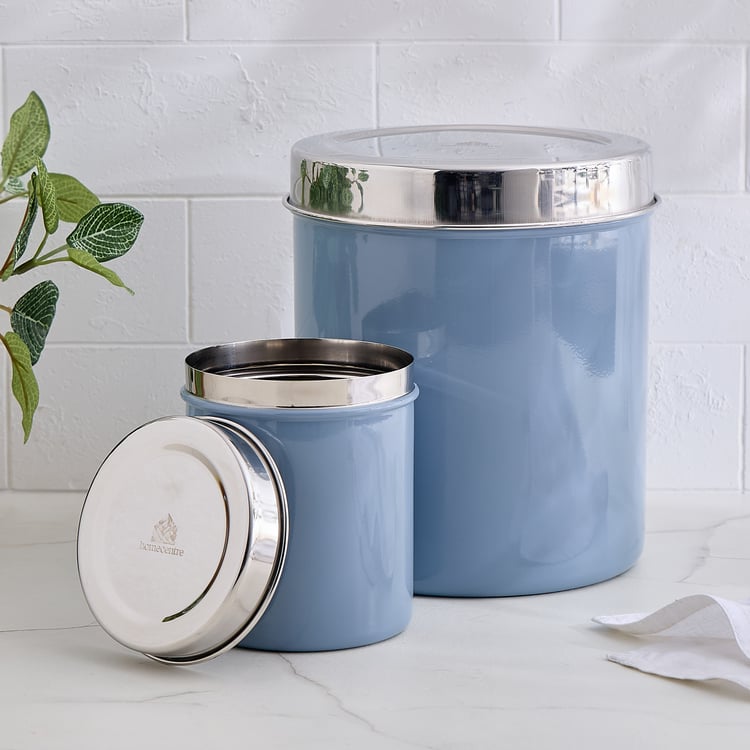 Corsica Axton Set of 2 Stainless Steel Storage Canisters - 600ml